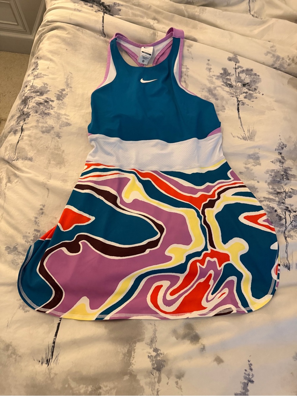 Nike Teal Racerback Dress with Multicolor Swirl Skirt